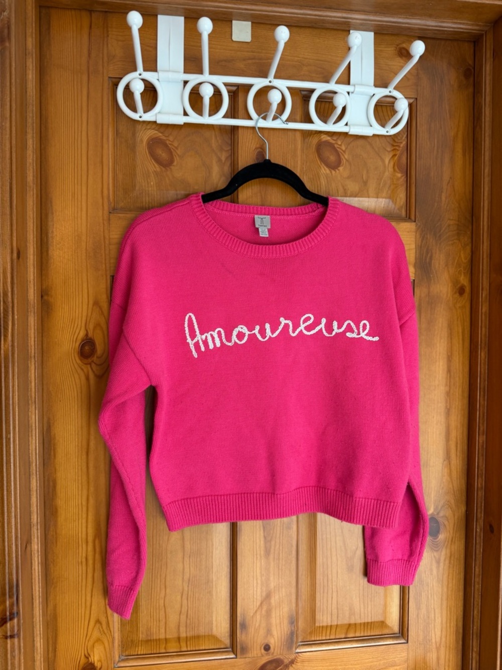 Tristan Hot Pink 'Amoureuse' Crewneck Sweater